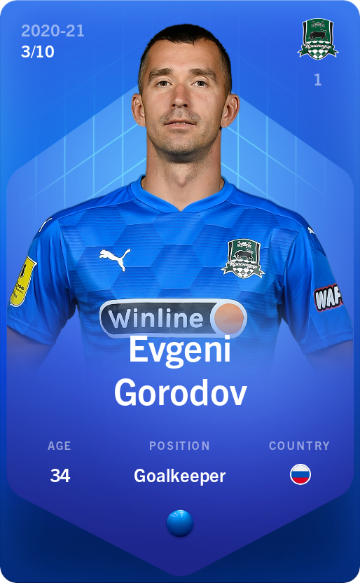 Sorare - Sorare Official - Evgeni Gorodov 2020-21 • Super Rare 3/10 - NFT # 28843350384563954474768771231737403927566208297765939505165121304487244870361