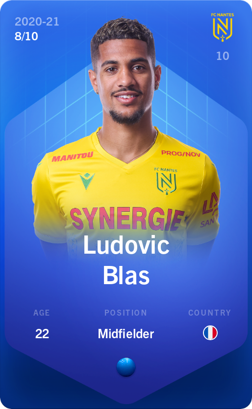Sorare - Sorare Official - Ludovic Blas 2020-21 • Super Rare 8/10 - NFT # 101533852087963202100020130681010728787656145751644702855969237312102280136139