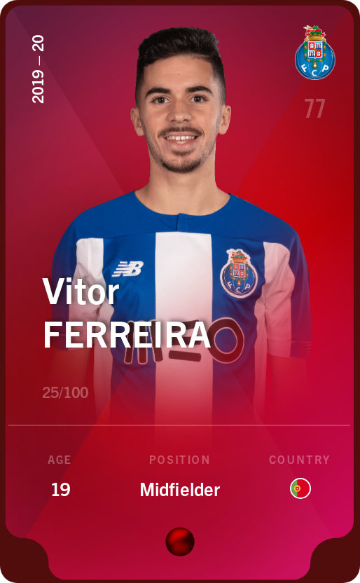 Sorare - Sorare Official - Vitor Ferreira 2019-20 • Rare 25/100 - NFT # 62858104384195032367867489098075789616879213593876606546666327063698279711921