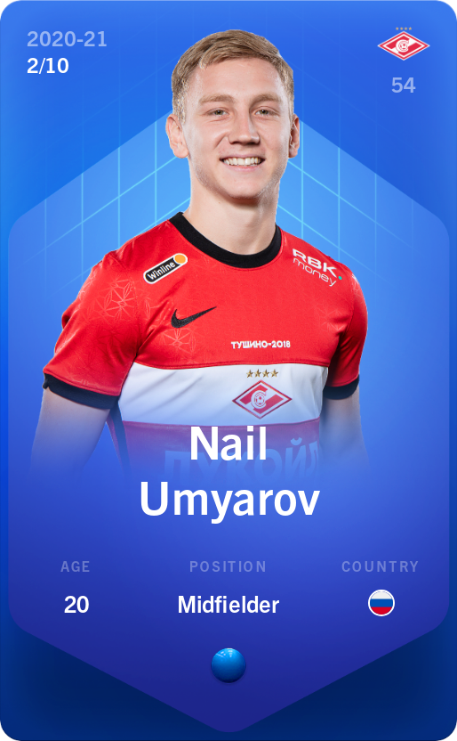 Sorare - Sorare Official - Nail Umyarov 2020-21 • Super Rare 2/10 - NFT # 4244167922941145863197653067860355265080836506909284092528588142872003231443