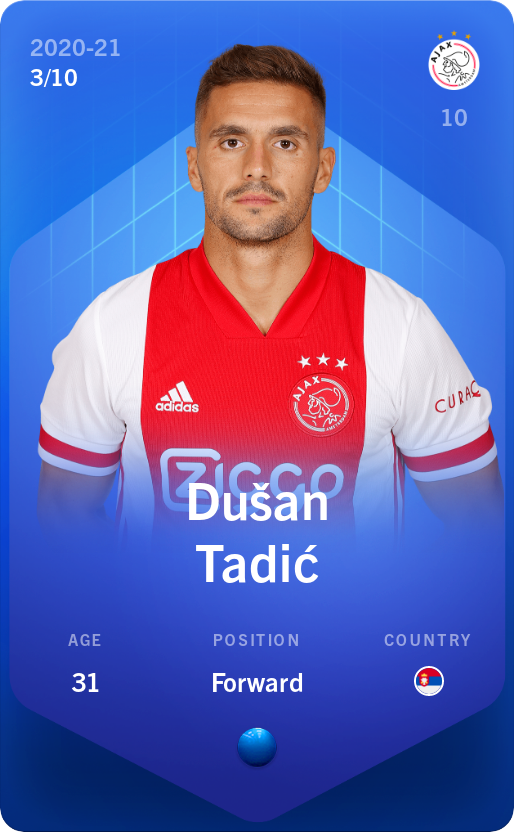 Sorare - Sorare Official - Dušan Tadić 2020-21 • Super Rare 3/10 - NFT # 46637254594379625053013346236349715597367908988527198368813013439029353215619
