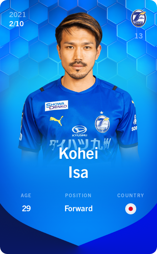 Sorare - Sorare Official - Kohei Isa 2021-22 • Super Rare 2/10 - NFT # 18706029466788705289654773420272046514738285653143188525819399890584741041609