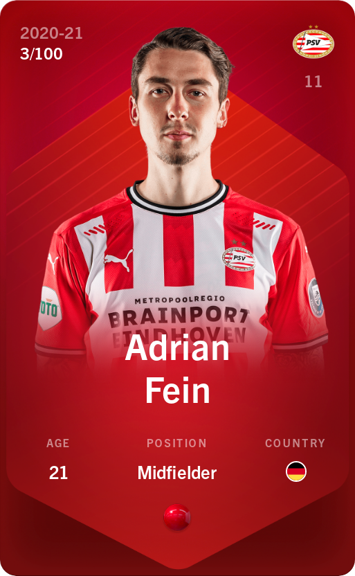 Sorare - Sorare Official - Adrian Fein 2020-21 • Rare 3/100 - NFT # 13610668331092845805067616421637945812398154581795048879211955339392459230298