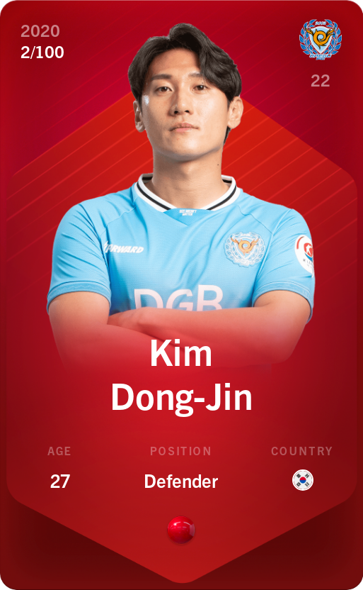 Sorare - Sorare Official - Kim Dong-Jin 2020-21 • Rare 2/100 - NFT # 95448912605319292348776804029780155074894810569098335760860039923404849176238
