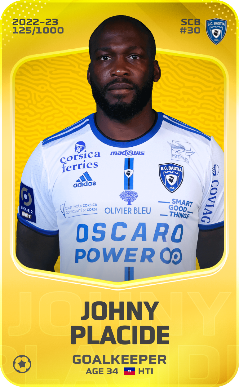 Sorare - Sorare Official - Johny Placide 2022-23 • Limited 125/1000 - NFT # 41479507433420985467925331999804852879356579488513211970632535897194982397284
