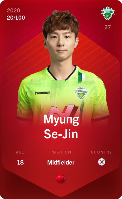 Sorare - Sorare Official - Myung Se-Jin 2020-21 • Rare 20/100 - NFT # 12241896457288492378550912993996801177326774279296985260479303108889739341025