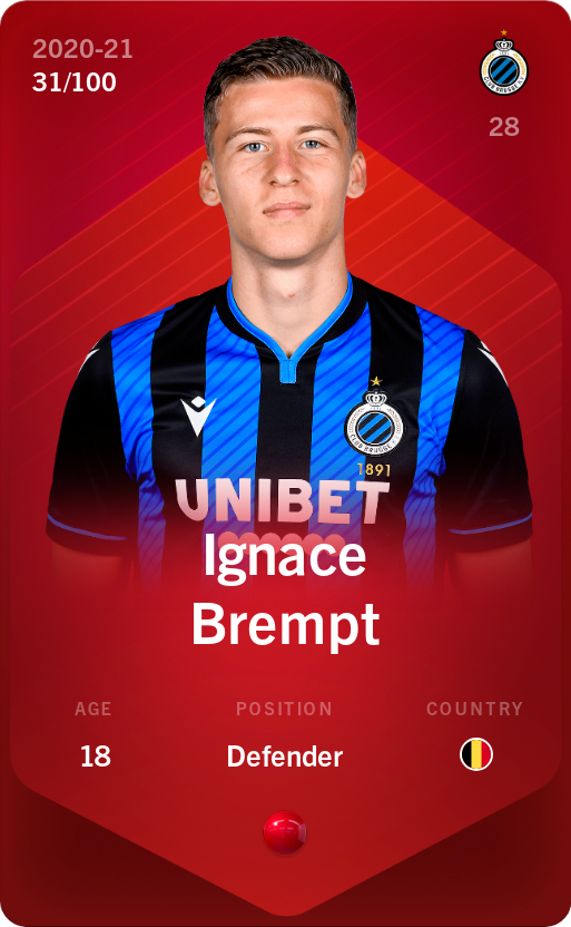 Sorare - Sorare Official - Ignace Brempt 2020-21 • Rare 31/100 - NFT # 25553435550443350322299329812409464730122355184167946570034667254219788171983