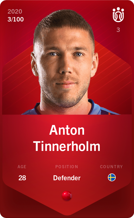 Sorare - Sorare Official - Anton Tinnerholm 2020-21 • Rare 3/100 - NFT # 45397940637517119029466176921331362494591345247767490923383768941834144900248