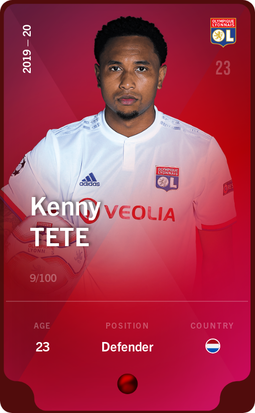 Sorare - Sorare Official - Kenny Tete 2019-20 • Rare 9/100 - NFT # 89896573295836317217846512779154555935616481809239266991402066445240738683356