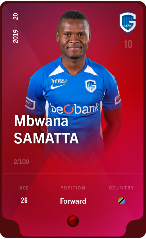 Sorare - Sorare Official - Mbwana Samatta 2019-20 • Rare 2/100 - NFT # 51310373157921301281558745207849477506978432251593461437742921049282492045550