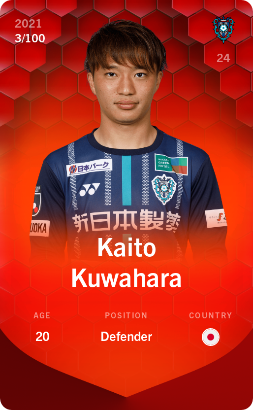Sorare - Sorare Official - Kaito Kuwahara 2021-22 • Rare 3/100 - NFT # 41218621575329219335697173160052085949104538036902975480742656170692952492280