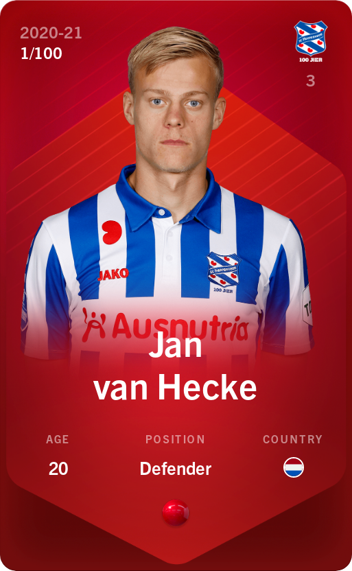 Sorare - Sorare Official - Jan van Hecke 2020-21 • Rare 1/100 - NFT # 76199746956572339899182976868264462560852253813789139252409038484566715126253