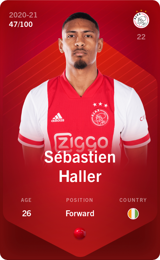Sorare - Sorare Official - Sébastien Haller 2020-21 • Rare 47/100 - NFT # 17609343232306304615381517688254028209763557533954157745909696475191939825093