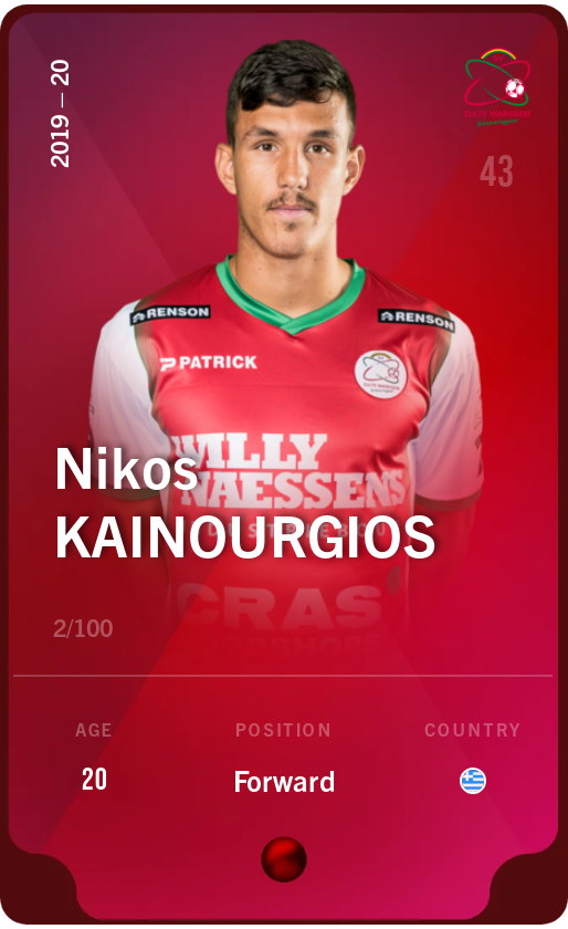 Sorare - Sorare Official - Nikos Kainourgios 2019-20 • Rare 2/100 - NFT # 25870534535197323003567052303665613484228375870465883604661483072306782079329