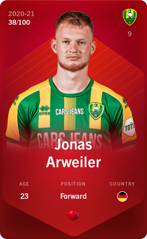 Sorare - Sorare Official - Jonas Arweiler 2020-21 • Rare 38/100 - NFT # 29385493569560242037246826472015617876672988804776415492826019276751802809134