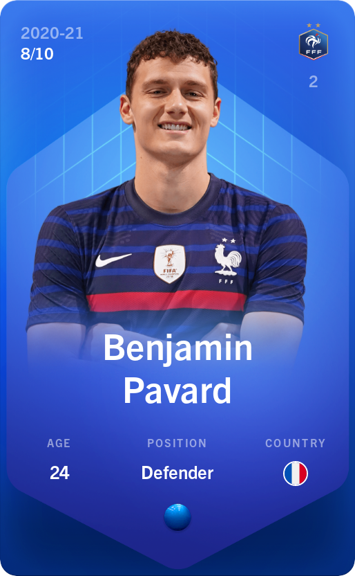 Sorare - Sorare Official - Benjamin Pavard 2020-21 • Super Rare 8/10 - NFT # 76275842991323517123477927717953415663546061934806924701904810643851371608197