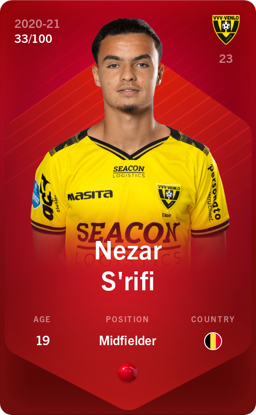 Sorare - Sorare Official - Nezar S'rifi 2020-21 • Rare 33/100 - NFT # 112557269377011721652018112848515622069374591517354336632286861409479845557774