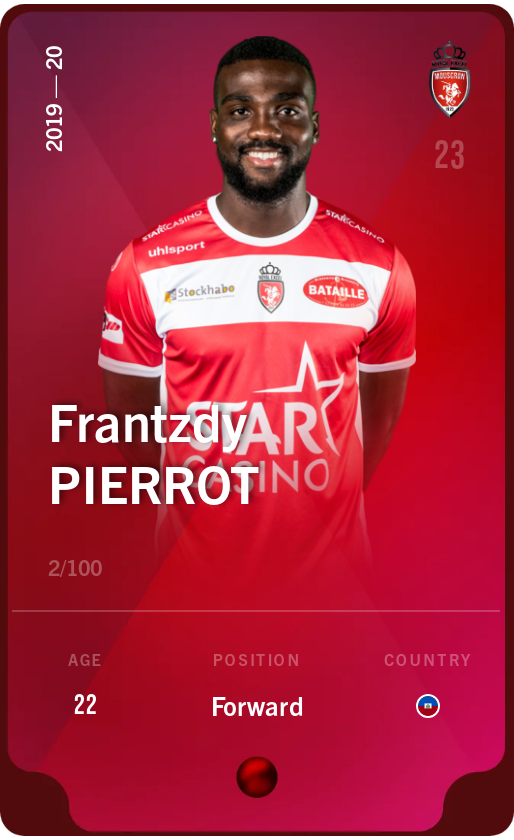 Sorare - Sorare Official - Frantzdy Pierrot 2019-20 • Rare 2/100 - NFT # 57344814211653090062269477840523473288356156040612701140773022436831519006042