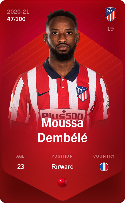 Sorare - Sorare Official - Moussa Dembélé 2020-21 • Rare 47/100 - NFT # 15278122915724958678073726694080253970926657338937871984004092910765811614591