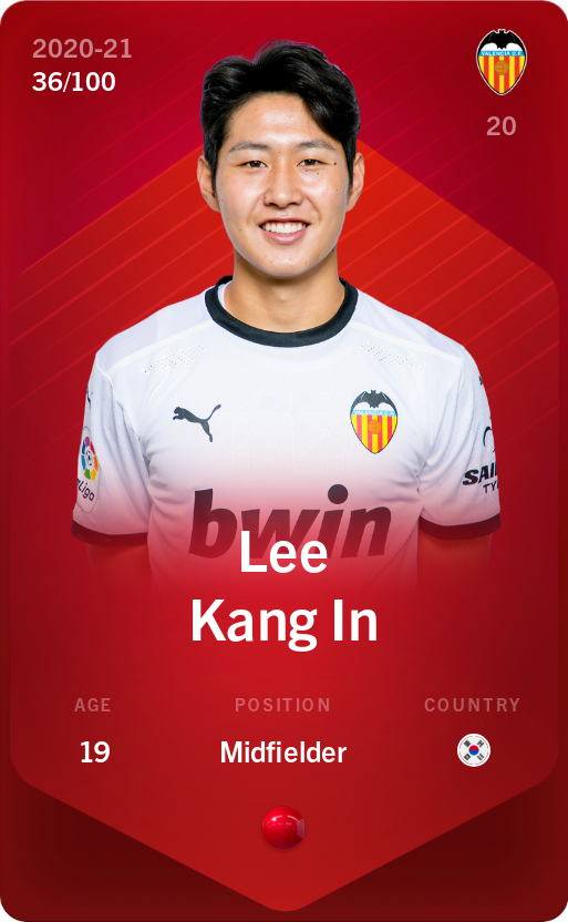 Sorare - Sorare Official - Lee Kang In 2020-21 • Rare 36/100 - NFT # 82113263294053281686539186477487451866208457746611295115017900767161528892289