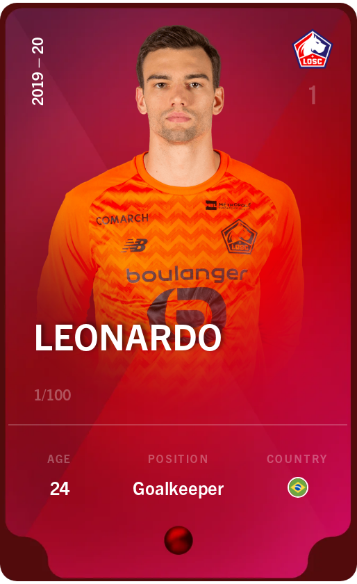 Sorare - Sorare Official - Leonardo 2019-20 • Rare 1/100 - NFT # 77944313345988850995263228704774991898092793048476239465200037845555735248300