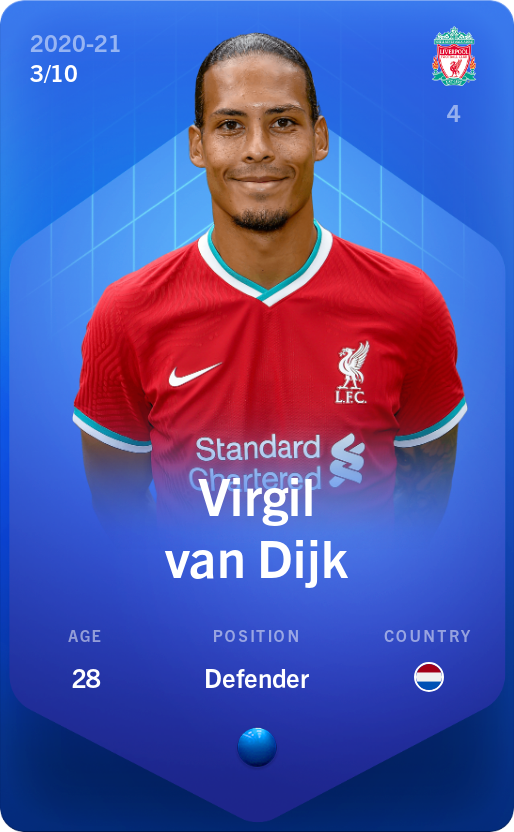 Sorare - Sorare Official - Virgil van Dijk 2020-21 • Super Rare 3/10 - NFT # 72198993358747216959343309427378328333092165251055038699132783922190222515526