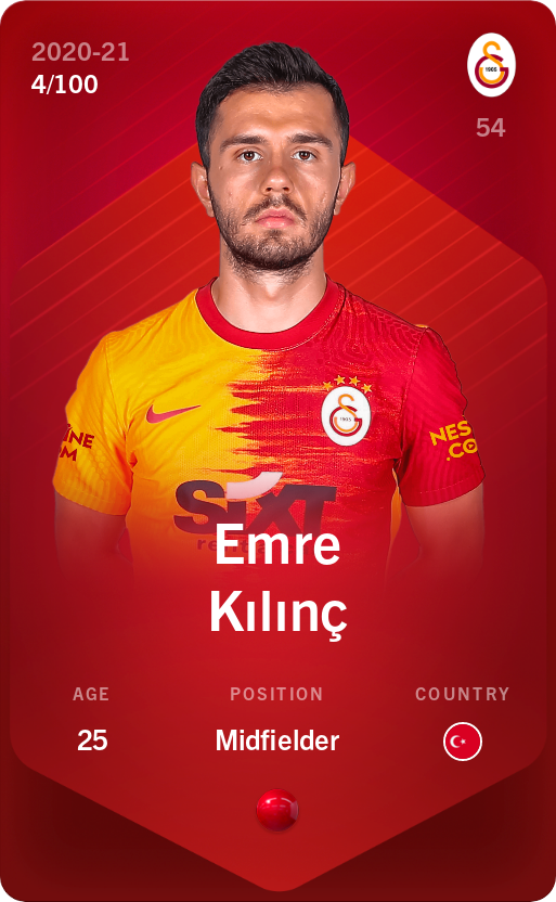 Sorare - Sorare Official - Emre Kılınç 2020-21 • Rare 4/100 - NFT # 31281858661401256154142632358267138578033238017309676831034007656766216099887