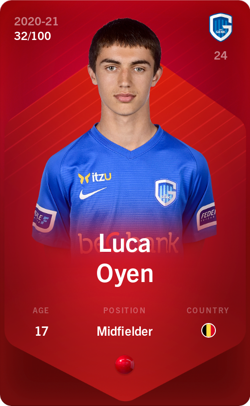 Sorare - Sorare Official - Luca Oyen 2020-21 • Rare 32/100 - NFT # 3897249977593971837958518196285442563740537165691587486163784858700726060857