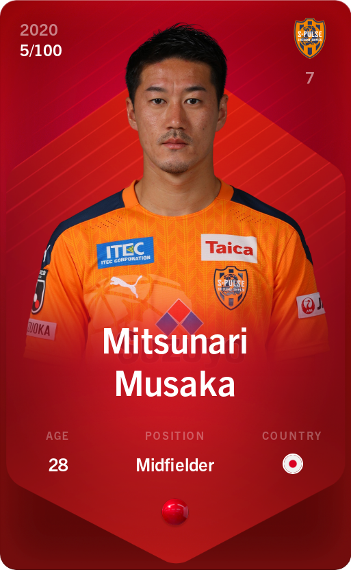 Sorare - Sorare Official - Mitsunari Musaka 2020-21 • Rare 5/100 - NFT # 58221618059650135511394906023257183207884588023120840719984965611026905584287