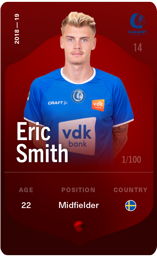 Sorare - Sorare Official - Eric Smith 2018-19 • Rare 1/100 - NFT # 48670997525032440462671355255378918163036379591559928969160399939633798999053