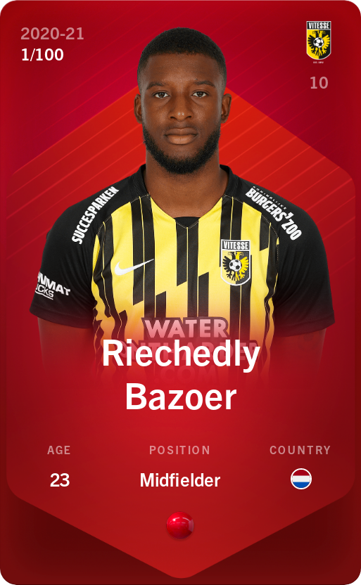 Sorare - Sorare Official - Riechedly Bazoer 2020-21 • Rare 1/100 - NFT # 115768685567477066243111929659016552618481162590128039142448450553890928188959