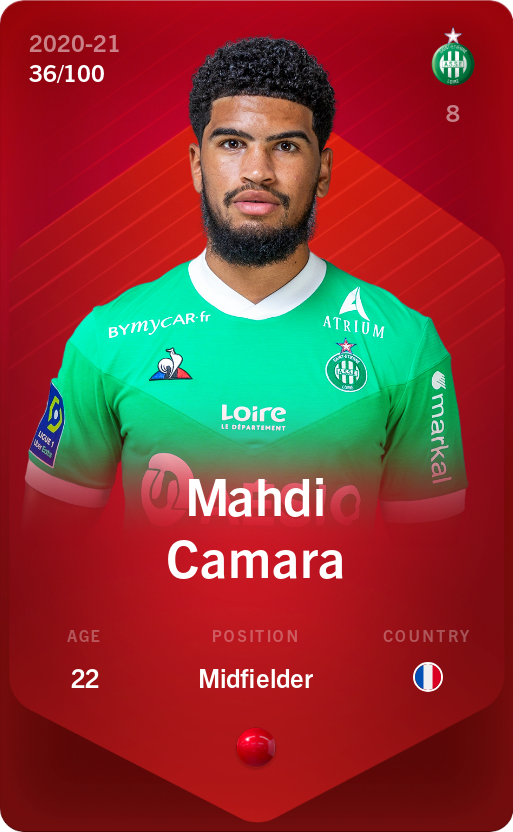 Sorare - Sorare Official - Mahdi Camara 2020-21 • Rare 36/100 - NFT # 42587370827872374168196240276032791334314716324296262182067061263575544541384