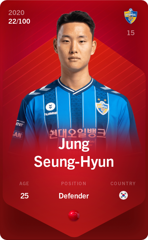 Sorare - Sorare Official - Jung Seung-Hyun 2020-21 • Rare 22/100 - NFT # 95622156871735601782880264182911087106603322884034591762859610037010149742811
