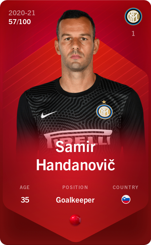 Sorare - Sorare Official - Samir Handanovič 2020-21 • Rare 57/100 - NFT # 28481287492906641036203206699754203392506359558266895763963312595604688875739