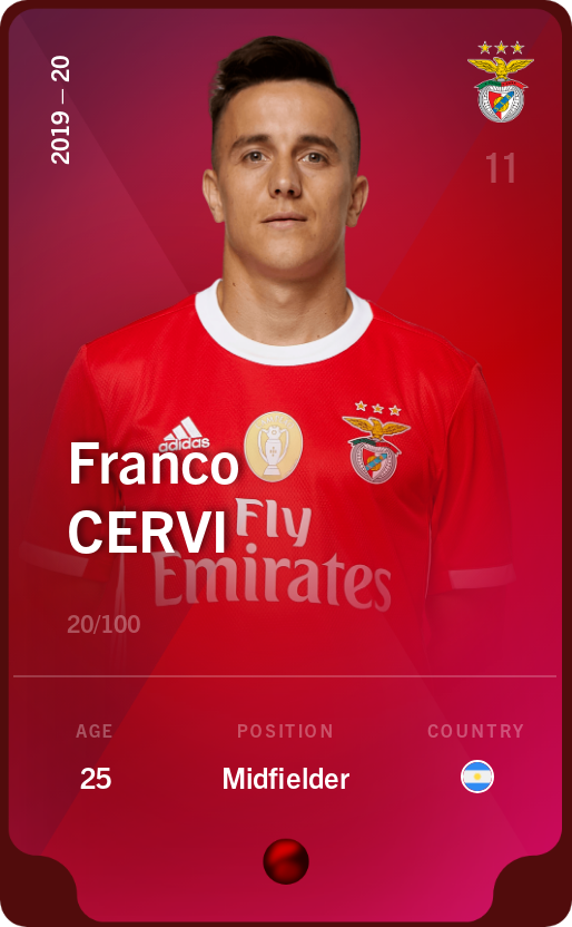 Sorare - Sorare Official - Franco Cervi 2019-20 • Rare 20/100 - NFT # 101210535758642869199755980697593346266419494516916647962875530572750498149236