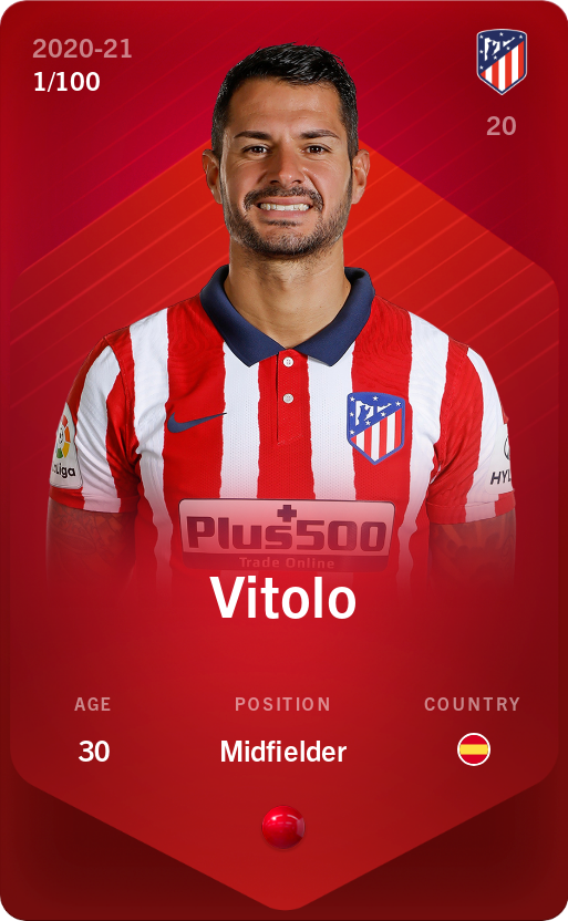 Sorare - Sorare Official - Vitolo 2020-21 • Rare 1/100 - NFT # 18656862094681928062359549875427395366235604426100744168666407533078600336886
