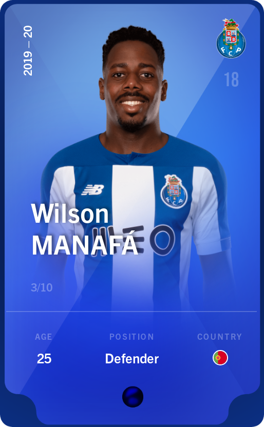 Sorare - Sorare Official - Wilson Manafá 2019-20 • Super Rare 3/10 - NFT # 34748887554188622374528882657576784220967389754035530169131393612836248602551