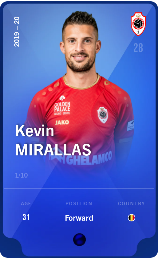 Sorare - Sorare Official - Kevin Mirallas 2019-20 • Super Rare 1/10 - NFT # 101374167683889896120496244094092419756628731369876221220342224894975179588837