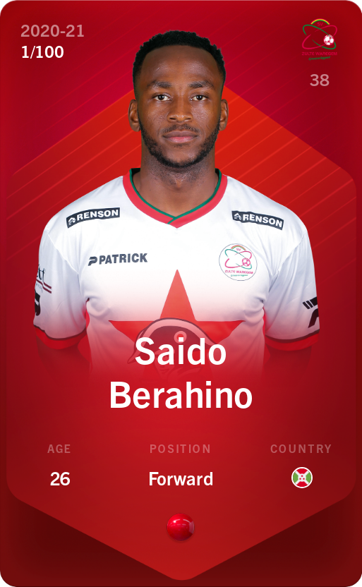 Sorare - Sorare Official - Saido Berahino 2020-21 • Rare 1/100 - NFT # 12374882627573820015945464681347917839525027421117661112235281588602308152279