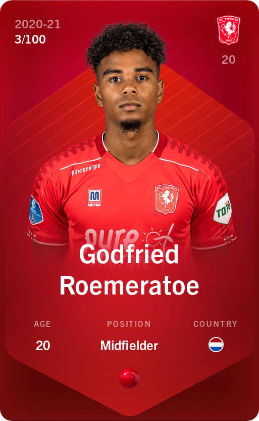 Sorare - Sorare Official - Godfried Roemeratoe 2020-21 • Rare 3/100 - NFT # 32571193447656871755880519932794182304649106066188430656344585703813486381113