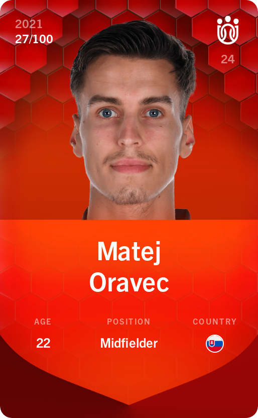 Sorare - Sorare Official - Matej Oravec 2021-22 • Rare 27/100 - NFT # 16591289837710524496100336843552228265070129924204852098327657562665660309732