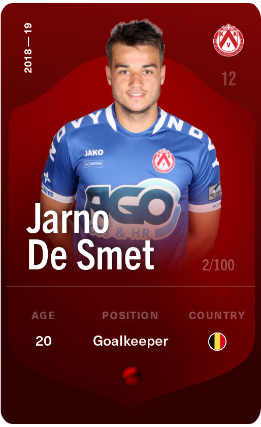 Sorare - Sorare Official - Jarno De Smet 2018-19 • Rare 2/100 - NFT # 96482190032385199650894341631663725926443492671983321082726960140414767056947