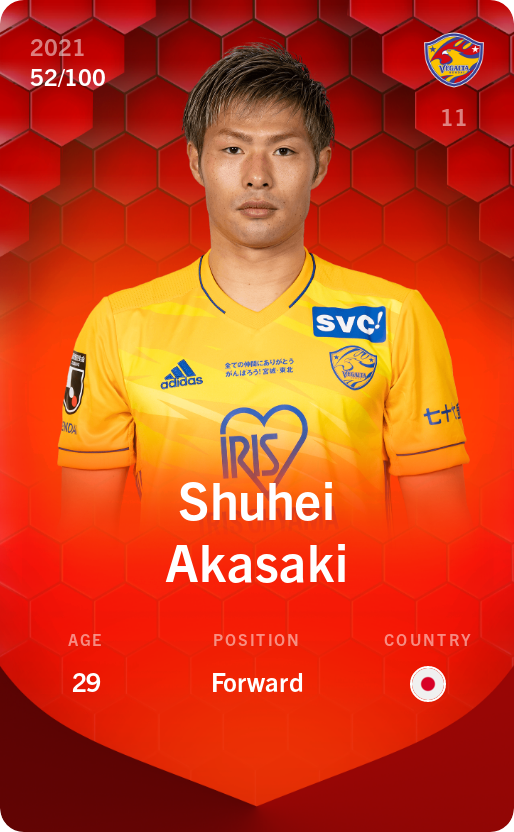 Sorare - Sorare Official - Shuhei Akasaki 2021-22 • Rare 52/100 - NFT # 9976471407135204863052074997369159965525463775281683366623556618360231286624