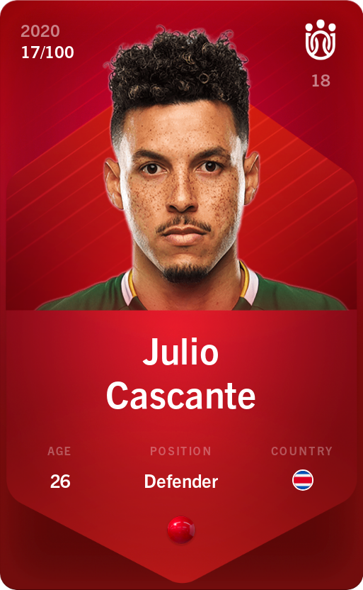 Sorare - Sorare Official - Julio Cascante 2020-21 • Rare 17/100 - NFT # 62990292729384436103445111299426373161252023457590984818824536787464313382324