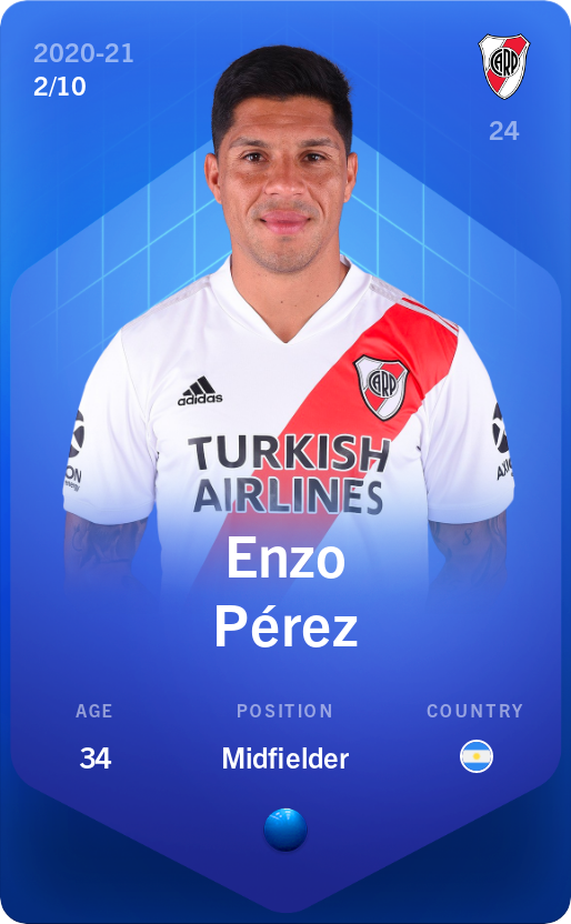 Sorare - Sorare Official - Enzo Pérez 2020-21 • Super Rare 2/10 - NFT # 92172448478986410365420716877055358461289204594144276057557244535739066432065