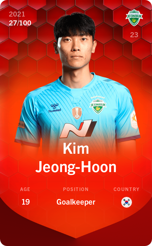 Sorare - Sorare Official - Kim Jeong-Hoon 2021-22 • Rare 27/100 - NFT # 45395075465028229149875845342356580566552901269453168523482821186339976743726