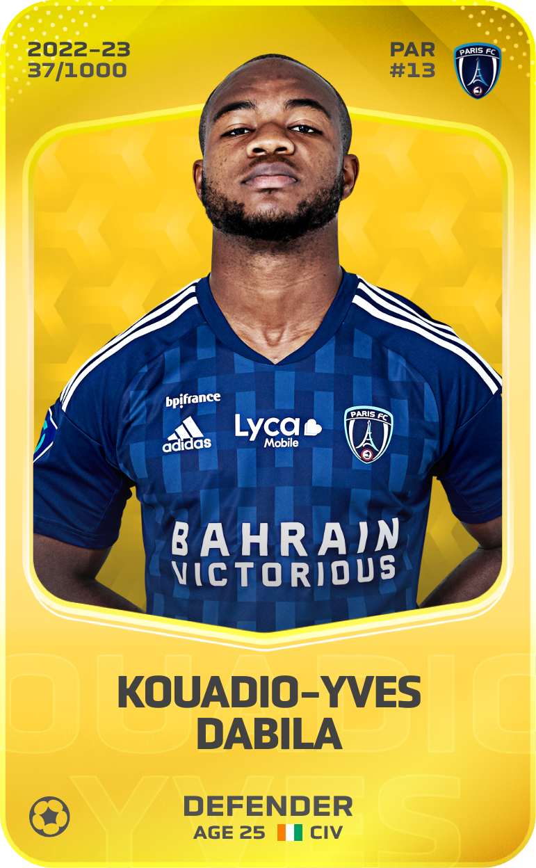 Sorare - Sorare Official - Kouadio-Yves Dabila 2022-23 • Limited 37/1000 - NFT # 62249611307909205638722154484746108481851504074559697076464721361214228620802