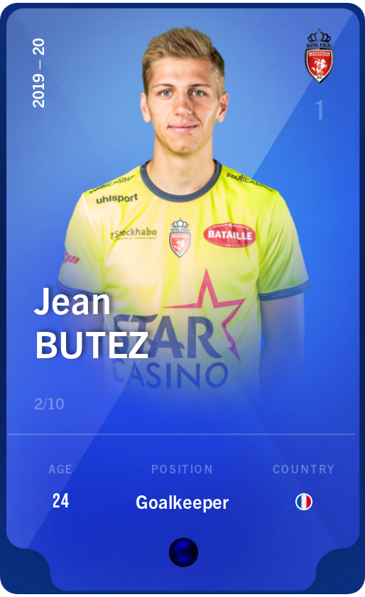 Sorare - Sorare Official - Jean Butez 2019-20 • Super Rare 2/10 - NFT # 48293747703856793772881081095802255136163273721057972756575339791806714598261