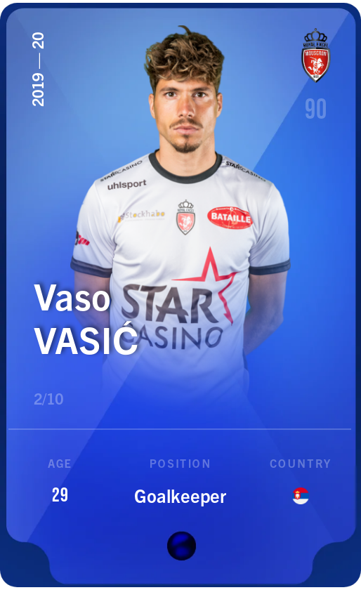 Sorare - Sorare Official - Vaso Vasić 2019-20 • Super Rare 2/10 - NFT # 18134125263140805233600214578967344017428666649498281429243319020751392544712