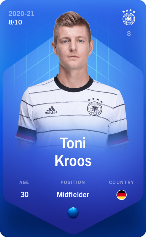 Sorare - Sorare Official - Toni Kroos 2020-21 • Super Rare 8/10 - NFT # 64483595566326441031836562340276493421943058362391207269973394711532698359033
